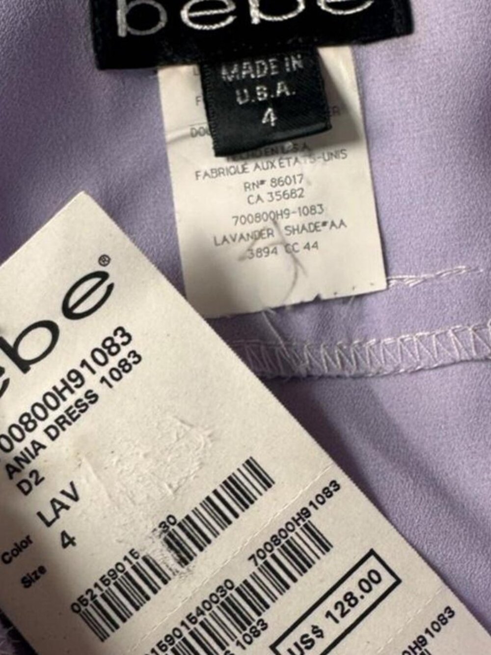 Vintage Bebe Lavender Ombre Midi Slip Dress Made in USA Size 4 - Picture 4 of 6